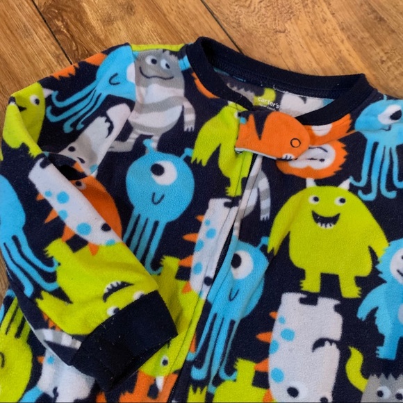 Carter’s Monster Feet Fleece One-Piece Footies PJs - Picture 3 of 4
